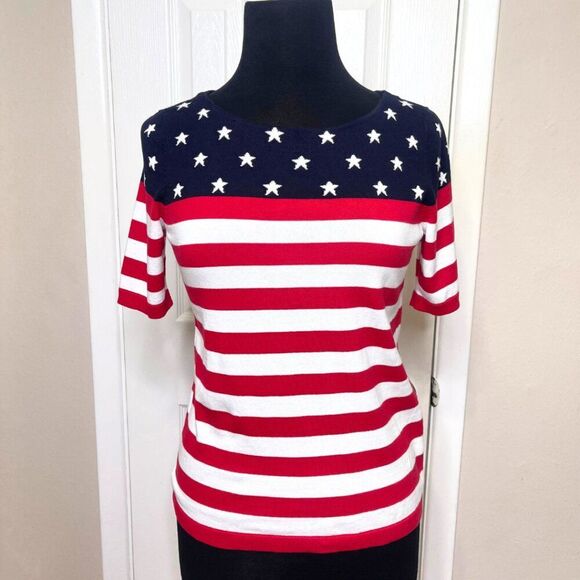 Talbots Sweaters - Talbots Patriotic American Flag Short Sleeved Sweater Small Petite